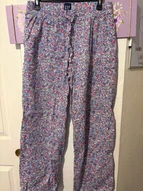 GAP Pink, Blue & White Floral Drawstring Pajama Pants size small